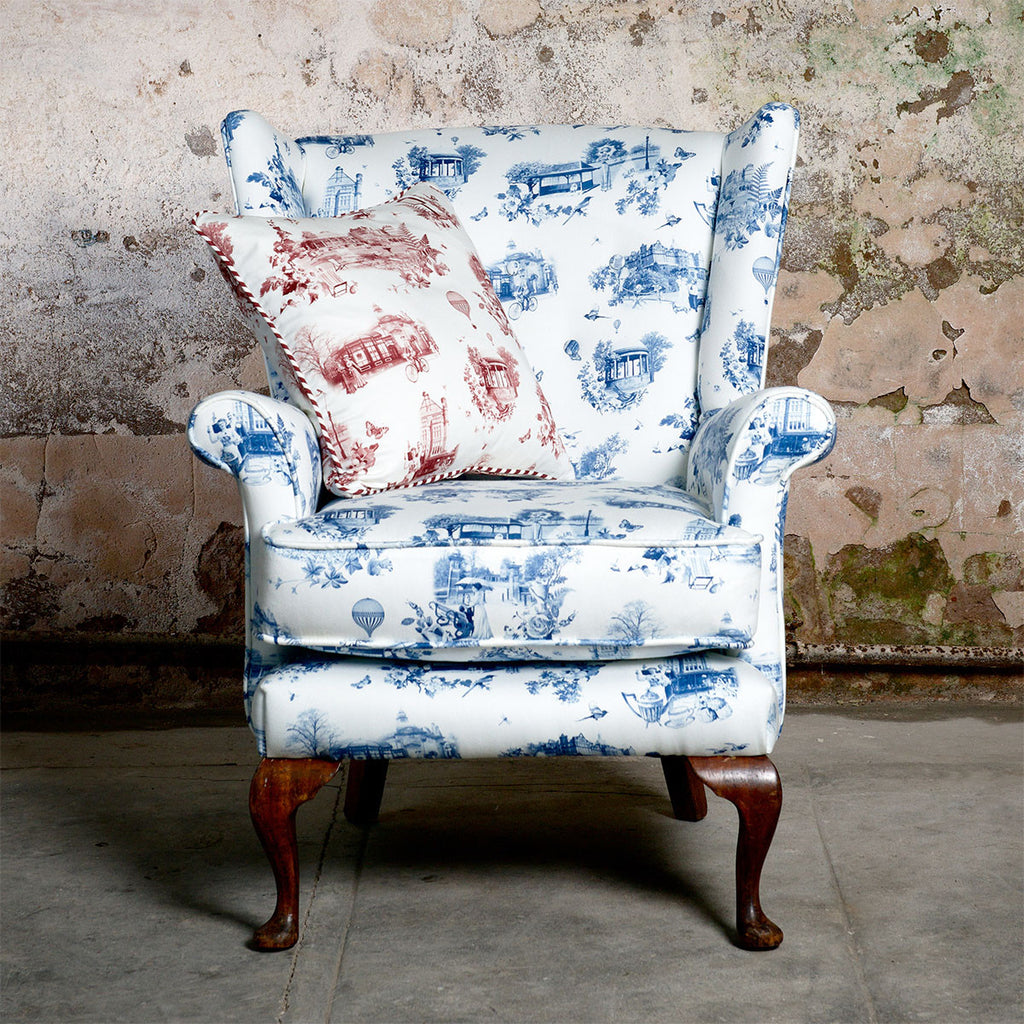 Toile wingback chair clearance